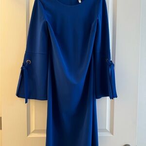Calvin Klein Tie Blue Bell Sleeve Dress